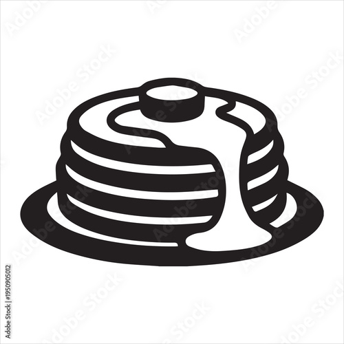 Minimalist black pancake stack breakfast silhouette vector icon