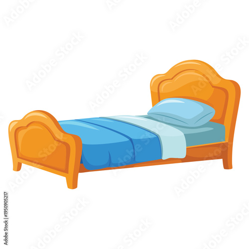 Good quality blue kid bed with good design, children furniture vector illustration perfect for nursery interior, home decor and bedroom themes