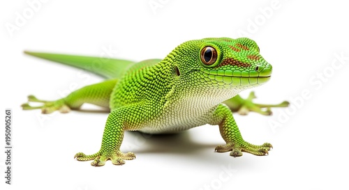 Lizard green gecko isolated on white background