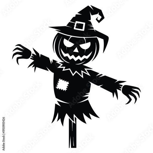 Halloween scarecrow vector cartoon illustration featuring spooky autumn character ideal for festive decor sticker print and seasonal harvest themed artwork