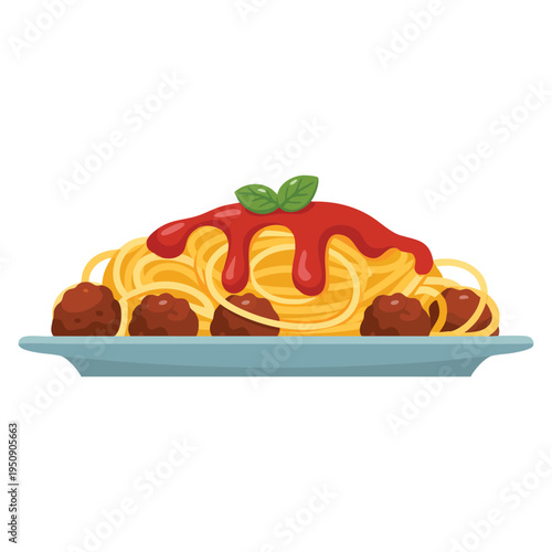 Hand made spaghetti fresh and warm vector design, homemade pasta food illustration suitable for Italian cuisine branding, cooking projects and menu graphics