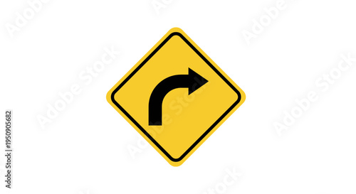 Vector right turn road sign icon