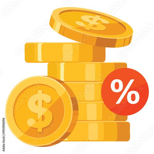 Interest rate flat color icon simple vector icon design in flat color style editable vector format representing finance loan banking and economy