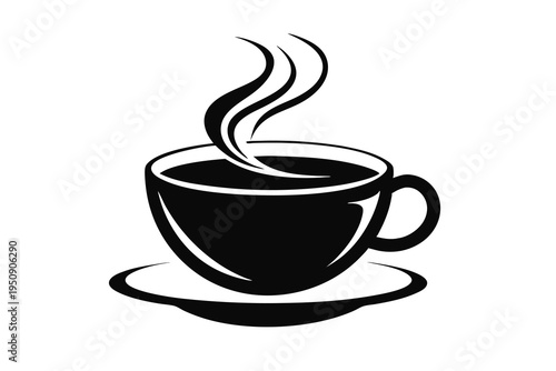 Hot coffee or tea mug icon for cafe and restaurant logo.