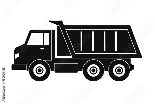 Heavy dump truck silhouette vector illustration.