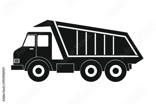 Heavy dump truck silhouette vector illustration.