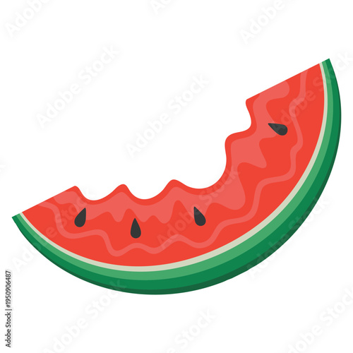 Large bite marks on watermelon with visible trace of food illustration perfect for fresh fruit and summer theme