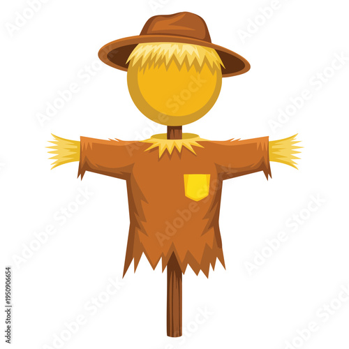 Line vector icon design of scarecrow suitable for halloween autumn harvest festival decoration and minimal outline artwork themes