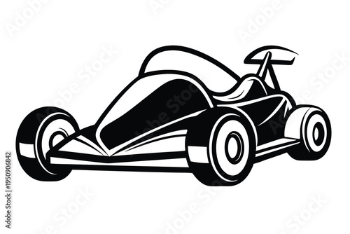 Motorsport go-kart mascot logo for speed and racing.