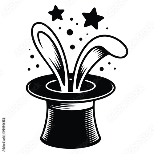 Magical hat icon in black style isolated on white background, circus symbol stock vector illustration ideal for magic show and entertainment themes