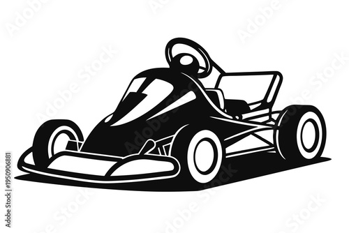 Go-kart racing car silhouette vector illustration.