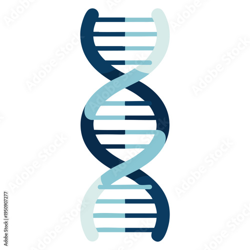 Minimalist DNA double helix vector illustration in flat design style symbol of genetics biology science discovery and life fundamental code