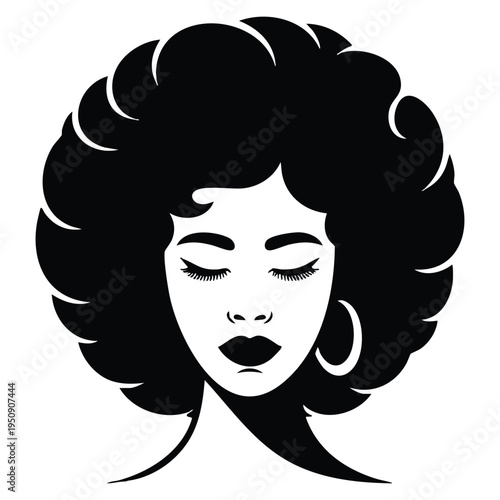 Modern minimalism woman afro hair logo vector illustration template design suitable for cosmetic branding fashion studio or empowerment themes
