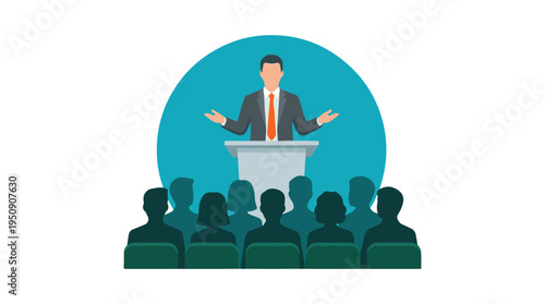 Public Speaker Addressing an Audience at a Conference or Seminar Event
