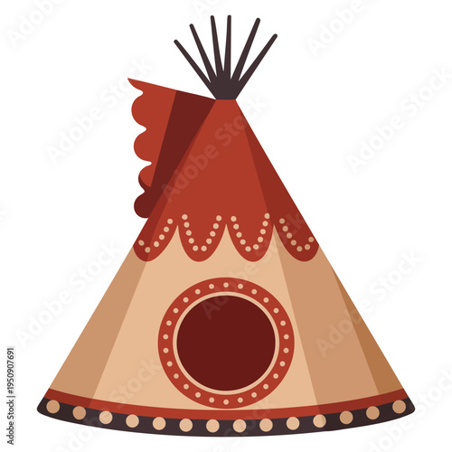 Native america teepee vintage illustration vector isolated perfect for traditional dwelling cultural heritage history and tribal themed artwork