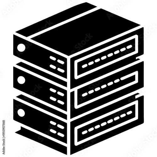 High-quality server rack icon ideal for cloud platforms, server rooms, and digital systems.