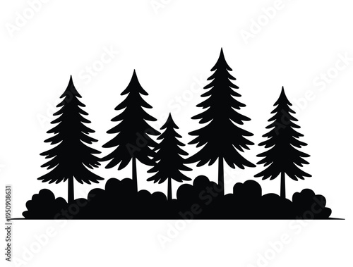 Pine forest scene icon isolated illustration ideal for nature landscape woodland trees wilderness camping and outdoor themed vector design