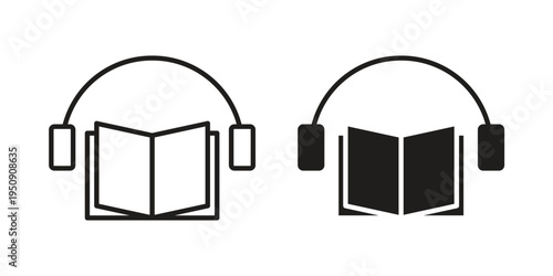 Audio book icon symbol, logo illustration. Vector graphics web design.
