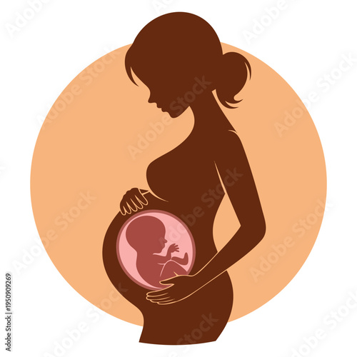 Pregnant woman silhouette icon suitable for maternity motherhood prenatal care baby shower and family related creative illustration