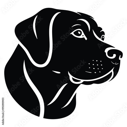 Profile view of elegant black labrador retriever head silhouette vector art for dog lovers and dedicated pet enthusiasts