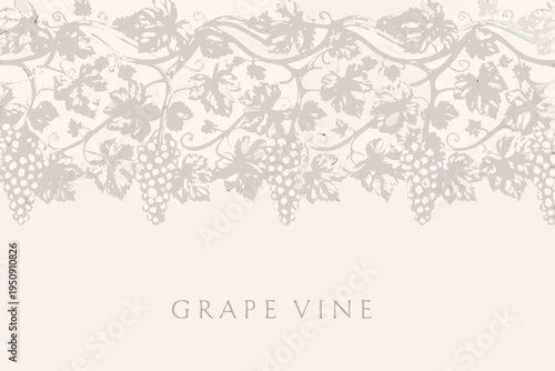 Elegant grapevine border design with detailed leaves and bunches of grapes