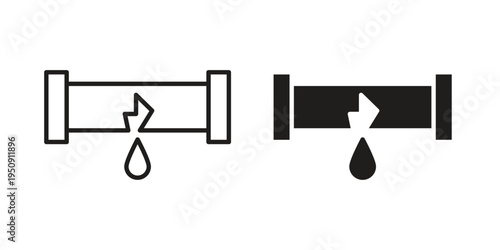 Broken pipe icon symbol, logo illustration. Vector graphics web design.
