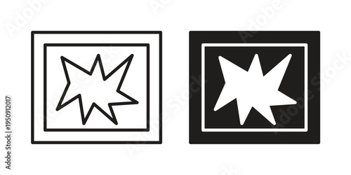 Broken window icon symbol, logo illustration. Vector graphics web design.