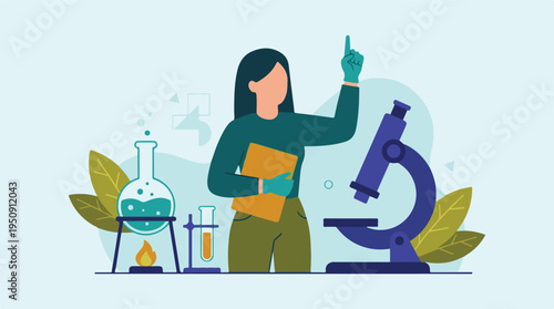 Female scientist in a laboratory conducting experiments with research equipment