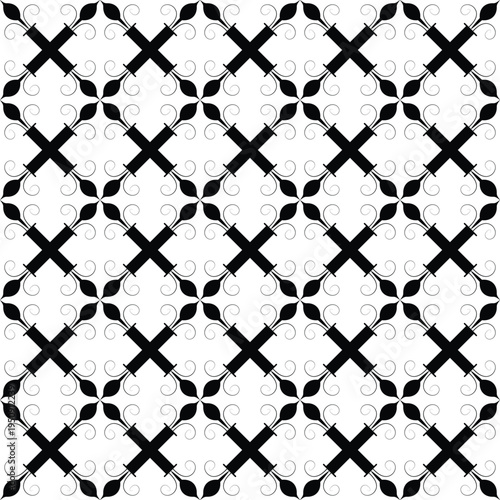 Geometric Pattern in Black and White: A captivating geometric pattern unfolds in stark black and white, creating a visually striking and symmetrical design. A showcase of precision and artistic flair.
