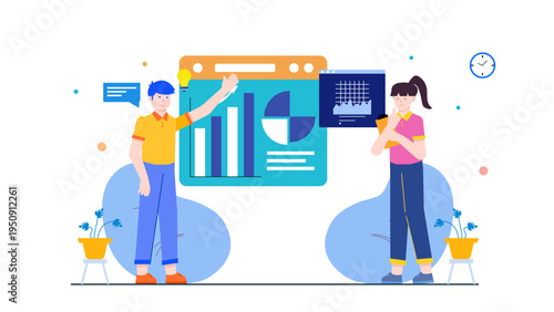 Modern professionals working in a digital and paperless office setup