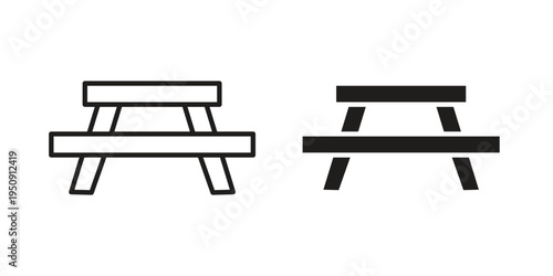 Camping table icon symbol, logo illustration. Vector graphics web design.