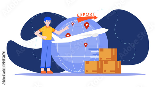 Logistics worker managing international shipping and export cargo