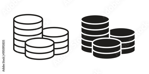 Coins stack icon symbol, logo illustration. Vector graphics web design.