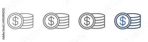 
outline icon set cost with coin design