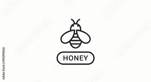 Simple Black and White Bee Illustration Design.