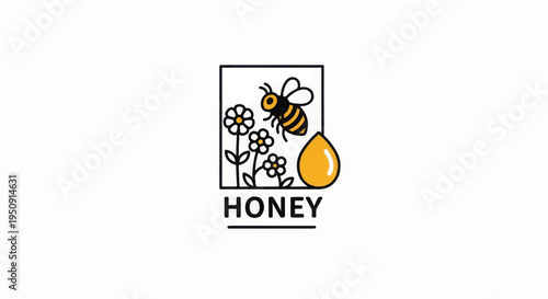Honey Bee Logo Design Illustration.