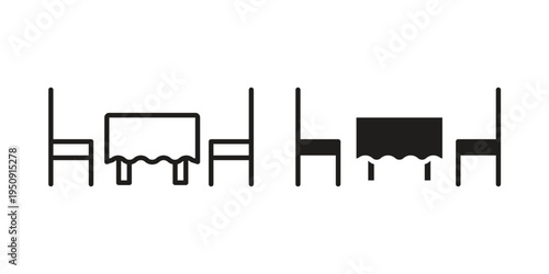 Dinner table icon symbol, logo illustration. Vector graphics web design.