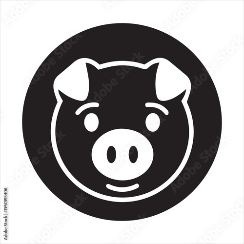 Pig face animal vector illustration farm pork swine mammal livestock agriculture character design icon graphic