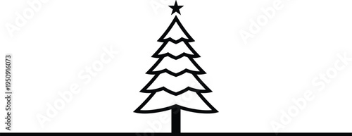 Christmas tree icon minimalist pine tree symbol holiday decoration vector illustration winter festive design with star topper