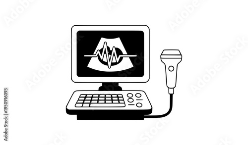 Medical Ultrasound Icon Flat Vector Sonogram Diagnostic Symbol