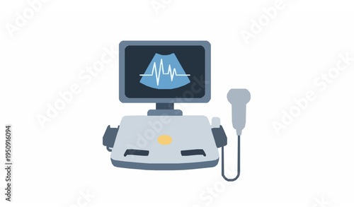 Ultrasound Machine Flat Vector Icon Medical Diagnostic Equipment