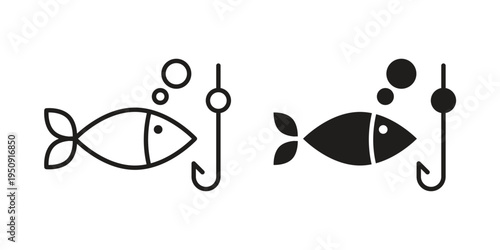 Fishing icon symbol, logo illustration. Vector graphics web design.