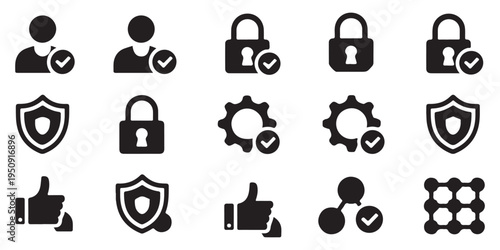 Padlock with checkmark symbol indicating secure access locked account or successful authentication