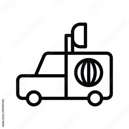 Broadcast van with satellite dish for live news coverage.