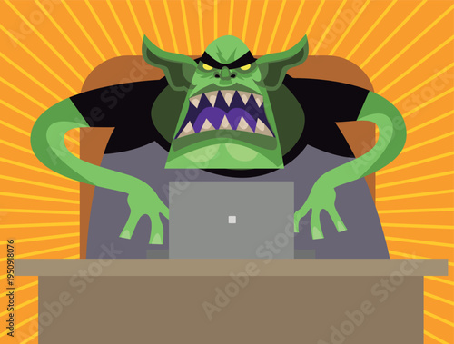 angry internet troll using a computer