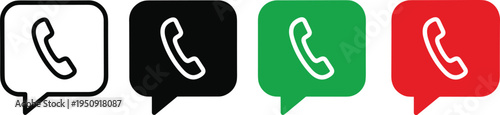 Phone call icon set communication call symbol telephone support contact chat bubble vector illustration customer service mobile app interface