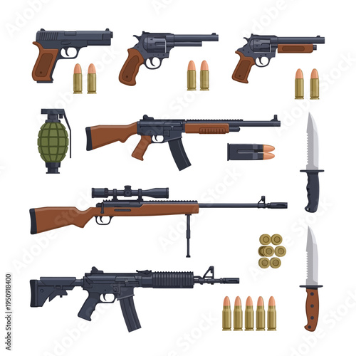 Assorted Firearms and Ammunition Display.