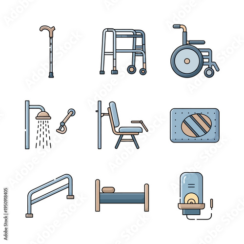 Assistance devices for disabled people.