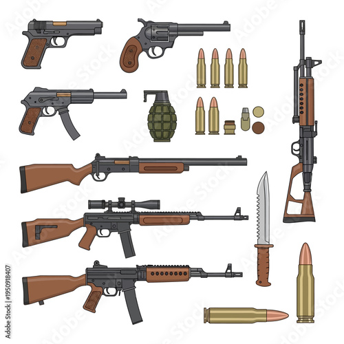 Assorted Firearms and Ammunition Display.