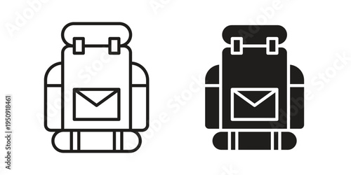 Hiking backpack icon symbol, logo illustration. Vector graphics web design.